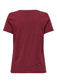 only - ONLY T-Shirt Kita 15244714 Bordowy Regular Fit. Kolor: czerwony. Materiał: bawełna #5