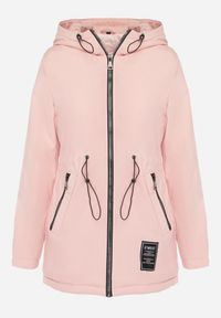 Born2be - Różowa Kurtka Parka z Kapturem i Ściągaczami w Pasie Arilira. Typ kołnierza: kaptur. Kolor: różowy. Styl: klasyczny #2