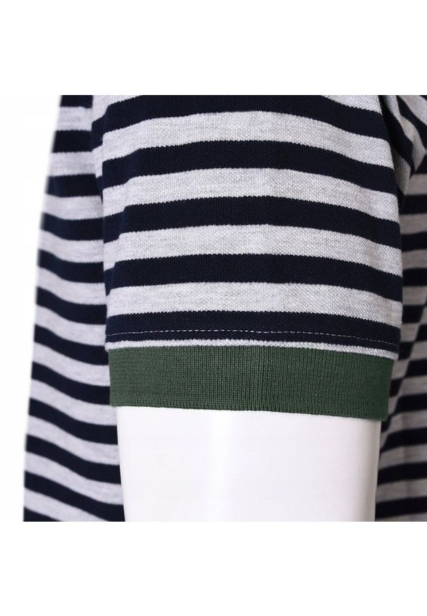 Męska, Bawełniana Koszulka Polo - Pako Jeans - Zielone Akcenty, Paski. Okazja: na co dzień. Typ kołnierza: polo. Kolor: wielokolorowy. Materiał: wiskoza, bawełna. Wzór: prążki, paski. Styl: casual