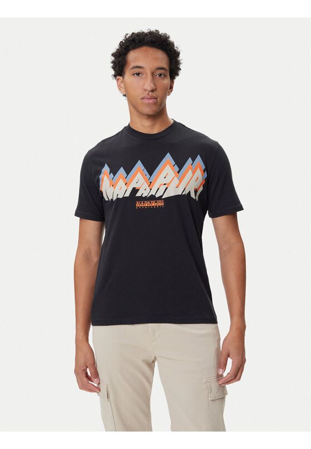 Napapijri T-Shirt Fiemme NP0A88T5 Czarny Regular Fit. Kolor: czarny. Materiał: bawełna
