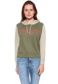 Wrangler - BLUZA WRANGLER DAMSKA KABEL HOODIE DUSTY OLIVE W6078HQ45 112130447. Typ kołnierza: kaptur #1