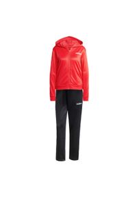 Adidas - Dres Essentials Linear. Kolor: czerwony. Materiał: dresówka. Sport: fitness