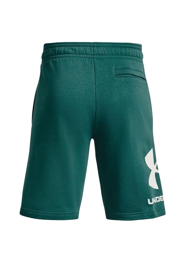 Under Armour - Męskie Spodenki Rival Fleece Z Dużym Logo. Kolor: zielony. Sport: turystyka piesza