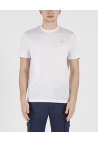 PAUL & SHARK - Biały bawełniany T-shirt z logo. Kolor: biały. Materiał: bawełna. Wzór: nadruk. Styl: klasyczny, sportowy #1