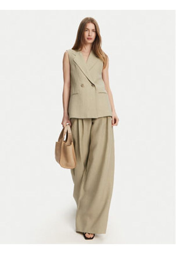 Marella Kamizelka Dramma 2513281012200 Khaki Regular Fit. Kolor: brązowy. Materiał: len