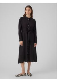 Vero Moda Sukienka koszulowa 10295296 Czarny Regular Fit. Kolor: czarny. Materiał: wiskoza. Typ sukienki: koszulowe