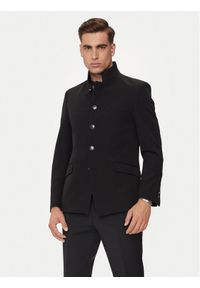 Karl Lagerfeld - KARL LAGERFELD Marynarka 155220-543002 Czarny Slim Fit. Typ kołnierza: dekolt w karo. Kolor: czarny. Materiał: syntetyk