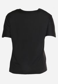 Born2be - Czarny T-shirt z Nadrukiem i Cyrkoniami Moarinas. Okazja: na co dzień. Kolor: czarny. Materiał: jeans, materiał. Wzór: nadruk. Styl: klasyczny, casual, elegancki