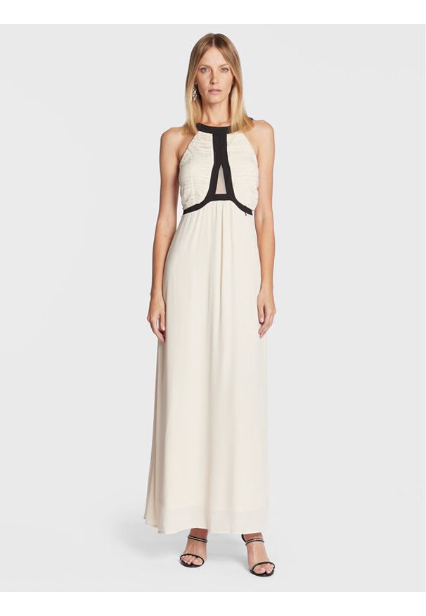 Rinascimento Sukienka wieczorowa CFC0110571003 Beżowy Regular Fit. Kolor: beżowy. Materiał: syntetyk. Styl: wizytowy