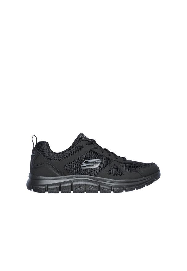skechers - Buty na co dzień na trening męskie SKECHERS TRACK skóra siateczka. Okazja: na co dzień. Kolor: czarny. Materiał: skóra. Sport: fitness