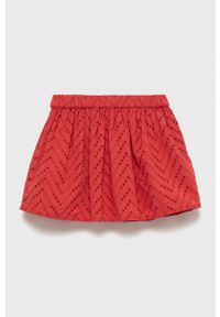 United Colors of Benetton spódnica bawełniana dziecięca kolor czerwony mini rozkloszowana. Kolor: czerwony. Materiał: bawełna #3