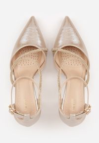 Renee - Złote Czółenka VICES na Słupku z Eleganckimi Paseczkami z Cyrkoniami Sirevianna. Zapięcie: pasek. Kolor: złoty. Materiał: satyna. Obcas: na słupku. Styl: elegancki #7