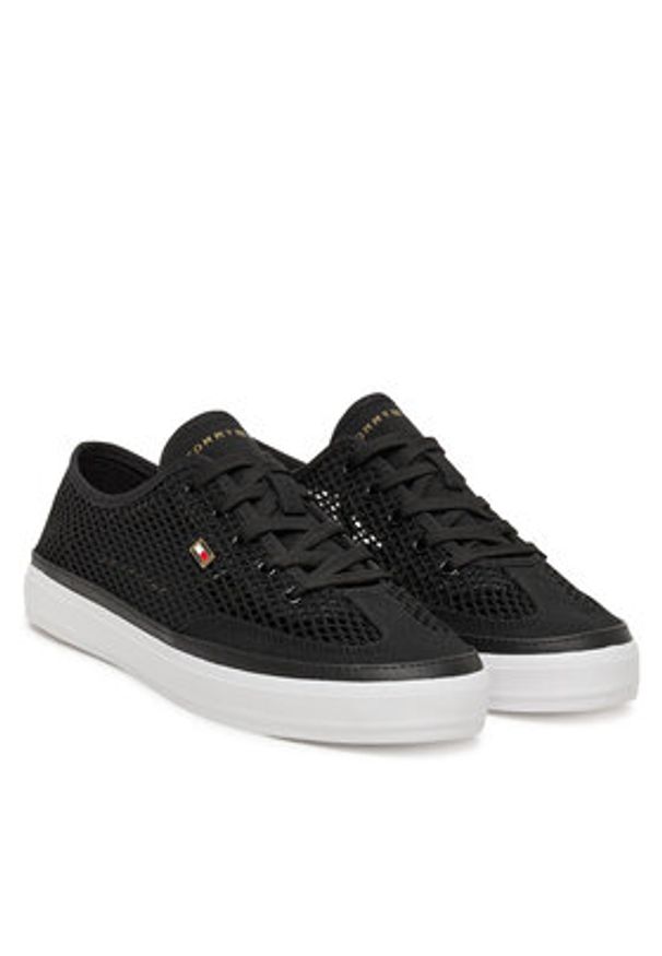 TOMMY HILFIGER - Tommy Hilfiger Sneakersy Th Open Mesh Vulc Sneaker FW0FW08684 Czarny. Kolor: czarny. Materiał: materiał