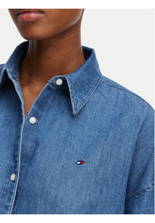 TOMMY HILFIGER - Tommy Hilfiger Koszula jeansowa WW0WW50528 Niebieski Boxy Fit. Kolor: niebieski. Materiał: bawełna