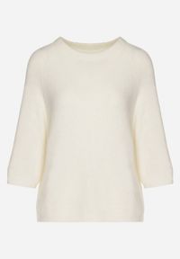 Born2be - Jasnobeżowy Sweter z Wełną i Krótszym Rękawem Dannalie. Okazja: na co dzień. Kolor: beżowy. Materiał: wełna. Długość rękawa: krótki rękaw. Długość: krótkie. Styl: casual, elegancki #4