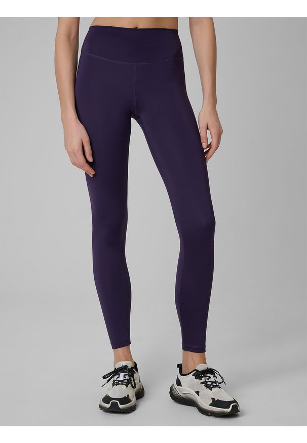 4f - 4F Legginsy treningowe szybkoschnące damskie - fioletowe M. Stan: podwyższony. Kolor: fioletowy. Materiał: włókno. Długość: długie. Sport: fitness