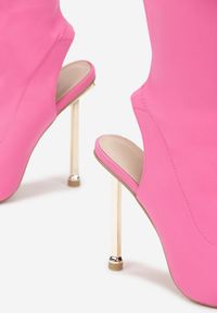 Renee - Różowe Botki Coryander. Kolor: różowy. Materiał: materiał. Szerokość cholewki: normalna. Styl: glamour #5
