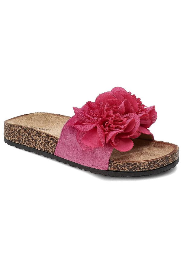 Różowe Klapki Seastar Blue Stylowe Obuwie Damskie Na Lato. Okazja: na spacer, na co dzień. Kolor: różowy. Wzór: aplikacja, kwiaty. Sezon: lato. Styl: elegancki