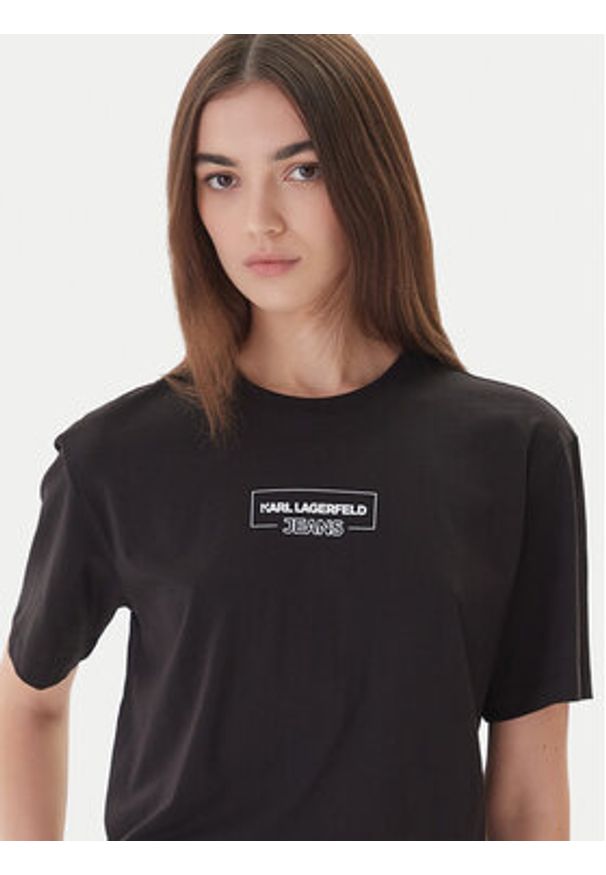 Karl Lagerfeld Jeans T-Shirt A4W17003 Czarny Relaxed Fit. Kolor: czarny. Materiał: bawełna
