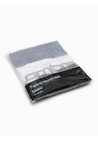 Ombre Clothing - Zestaw bawełnianych koszulek męskich BASIC z okrągłym dekoltem – biały/grafitowy/niebieski denim V8 - Rozmiar: XL. Okazja: na co dzień. Kolor: niebieski. Materiał: denim, bawełna. Styl: klasyczny, casual #4