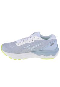 Buty do biegania damskie Mizuno Wave Skyrise 3. Zapięcie: sznurówki. Kolor: żółty, biały, wielokolorowy, szary. Materiał: guma, materiał, syntetyk. Szerokość cholewki: normalna. Model: Mizuno Wave