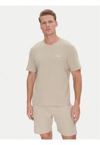 BOSS T-Shirt Waffle 50535891 Beżowy Regular Fit. Kolor: beżowy. Materiał: bawełna