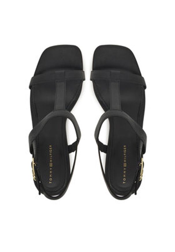 TOMMY HILFIGER - Tommy Hilfiger Sandały Leather Block Heel Sandal FW0FW08532 Czarny. Kolor: czarny. Materiał: skóra