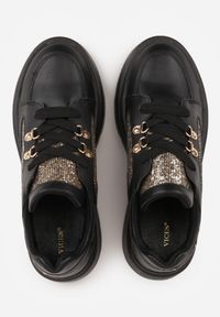 Born2be - Czarne Sneakersy VICES na Koturnie z Brokatem Elanatale. Okazja: na co dzień. Kolor: czarny. Obcas: na koturnie #6