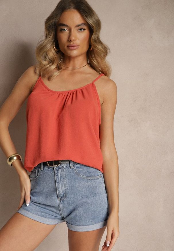 Renee - Różowy Basicowy Top z Bawełną Thireldi. Kolor: różowy. Materiał: bawełna. Sezon: lato