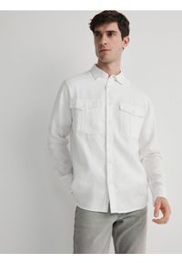 Reserved - Lniana koszula comfort fit - biały. Kolor: biały. Materiał: len