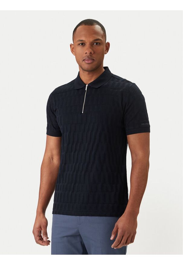 Karl Lagerfeld - KARL LAGERFELD Polo 745008 562203 Granatowy Regular Fit. Typ kołnierza: polo. Kolor: niebieski. Materiał: bawełna