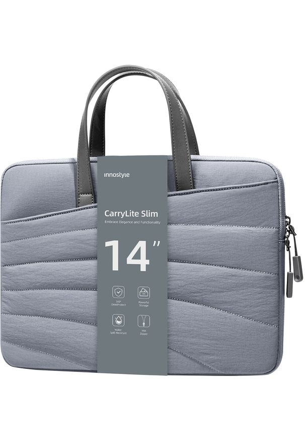 Innostyle - INNOSTYLE DAMSKA TORBA NA LAPTOPA 13 14 WODOODPORNA CARRYLITE SLIM SZARA. Kolor: szary