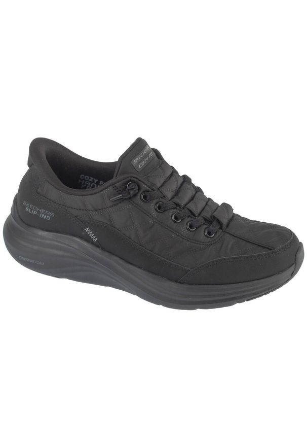 skechers - Buty sportowe Sneakersy damskie, Slip-ins: Contour Foam - Cozy Fit. Kolor: czarny. Sport: turystyka piesza