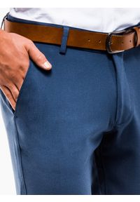 Ombre Clothing - Spodnie męskie chino P832 - niebieskie - S. Kolor: niebieski. Materiał: tkanina, poliester, elastan, wiskoza. Styl: klasyczny, elegancki #3