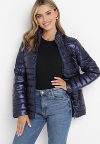 Born2be - Granatowa Kurtka Pikowana Morvea. Kolor: niebieski. Wzór: aplikacja. Styl: klasyczny #5
