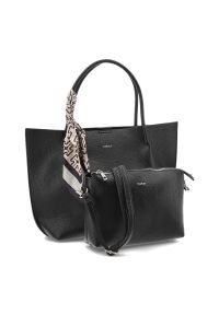 Torebka plus kosmetyczka damska Rieker, ze skóry ekologicznej o klasycznej formie z podwójnymi uchwytami i odpinanym paskiem praktyczna na co dzień i. Kolor: czarny. Materiał: skórzane. Styl: casual, klasyczny. Rodzaj torebki: na ramię #3