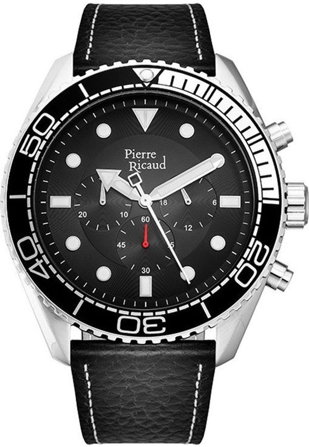 Zegarek Pierre Ricaud Zegarek męski Pierre Ricaud P97245.5244CH czarny. Kolor: czarny