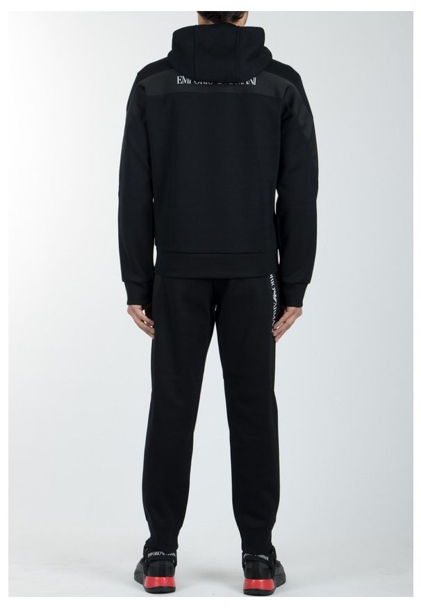 Emporio Armani - EMPORIO ARMANI Spodnie dresowe męskie. Kolor: czarny. Materiał: dresówka. Wzór: nadruk