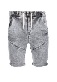 Ombre Clothing - Krótkie spodenki męskie jeansowe - szare V4. Kolor: szary. Materiał: jeans. Długość: krótkie #6
