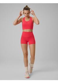 4f - 4F Legginsy krótkie treningowe damskie - czerwone XL. Stan: podwyższony. Kolor: różowy. Materiał: włókno. Długość: krótkie #1