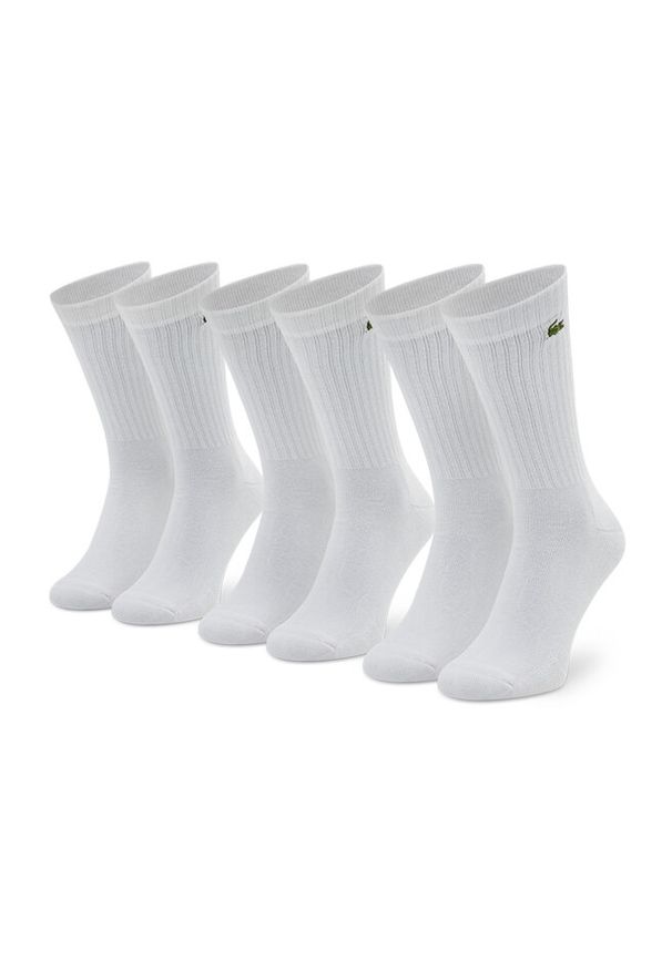 Zestaw 3 par wysokich skarpet unisex Lacoste. Kolor: biały
