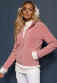Renee - Różowa Rozpinana Bluza z Weluru Asinya. Okazja: na co dzień. Kolor: różowy. Materiał: welur. Styl: casual #3