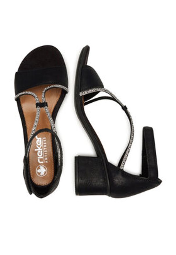 Rieker Sandały 64654-00 Czarny. Kolor: czarny. Materiał: materiał