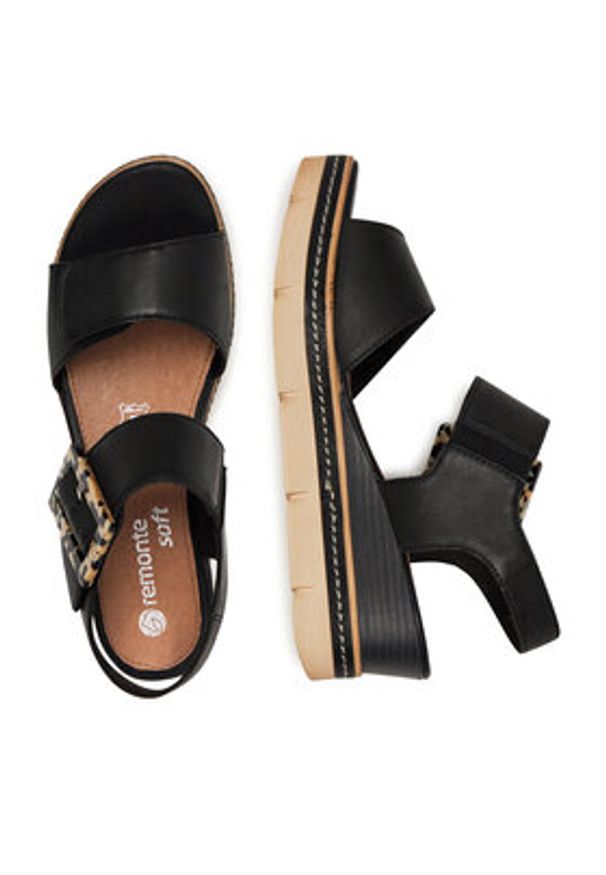 Remonte Sandały D2L53-00 Czarny. Kolor: czarny. Materiał: skóra