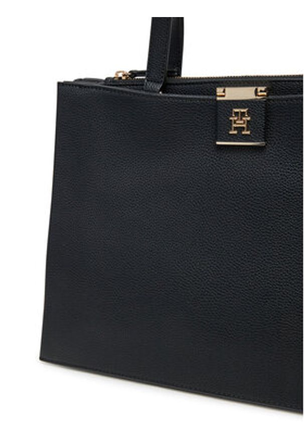 TOMMY HILFIGER - Tommy Hilfiger Torebka Th Her Tote AW0AW17191 Czarny. Kolor: czarny. Materiał: skórzane