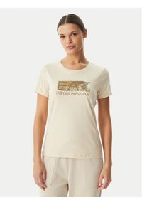 EA7 Emporio Armani T-Shirt 7W001093 AF10373 U1088 Beżowy Regular Fit. Kolor: beżowy. Materiał: bawełna #1