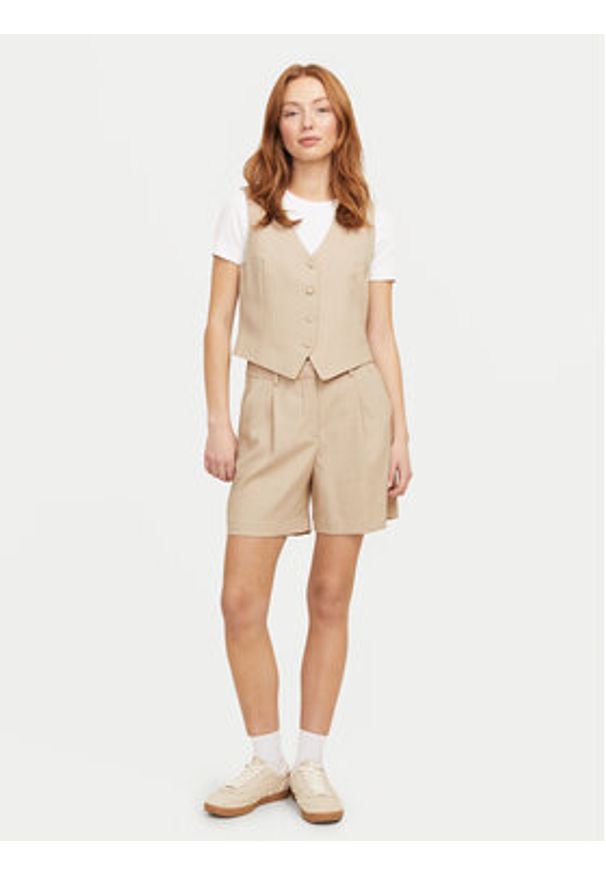 JJXX Szorty materiałowe Ellis 12268838 Beżowy Wide Leg. Kolor: beżowy. Materiał: syntetyk