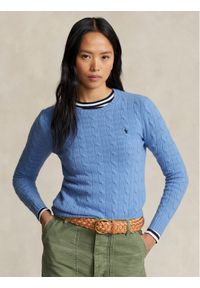 Polo Ralph Lauren Sweter 211910421004 Niebieski Regular Fit. Typ kołnierza: polo. Kolor: niebieski. Materiał: wełna