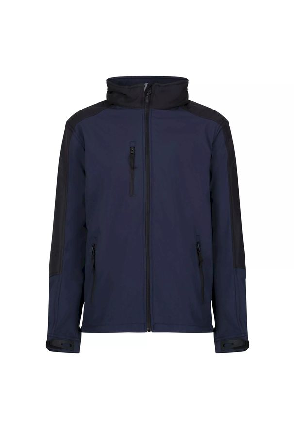 Regatta - Kurtka Softshellowa Membranowa Męska Wodoodporna Oddychająca 3warstwowa. Kolor: niebieski, wielokolorowy, czarny. Sport: turystyka piesza