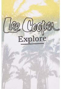 Lee Cooper bluza damska kolor biały z kapturem z nadrukiem. Typ kołnierza: kaptur. Kolor: biały. Długość rękawa: długi rękaw. Długość: długie. Wzór: nadruk #5
